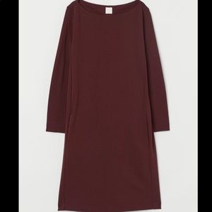 h&m long sleeve jersey boatneck dress size M